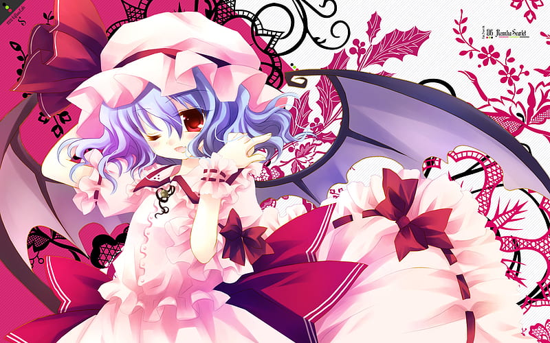 anime, red, purple hair, diablita, pink, red eyes, HD wallpaper