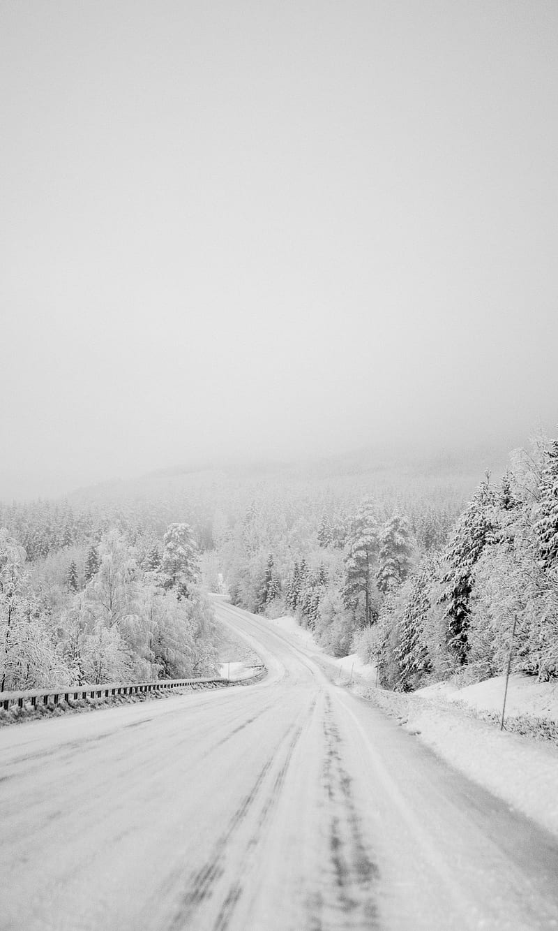 Winter Wonderland, bonito, landscape, road, snow, sweden, white, HD phone wallpaper