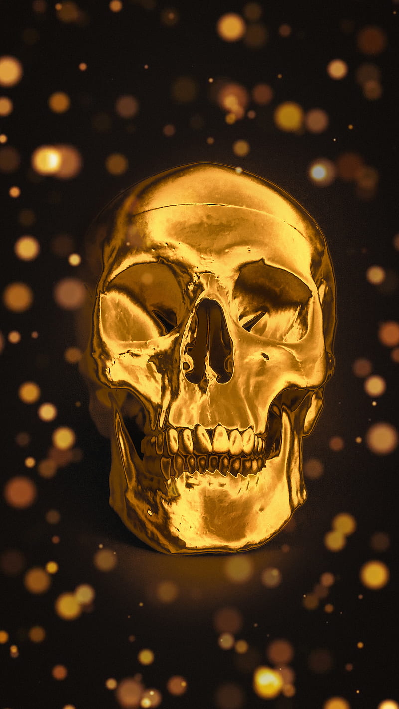 Golden skull bokeh bones gold golden skull skulls trippy weird HD  phone wallpaper  Peakpx