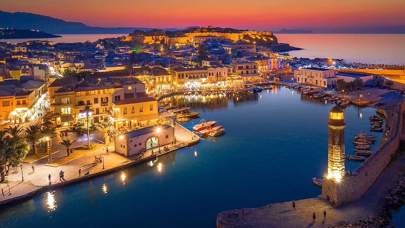 Old Venetian Harbor Rethymno Crete Island Greece Bing, HD wallpaper