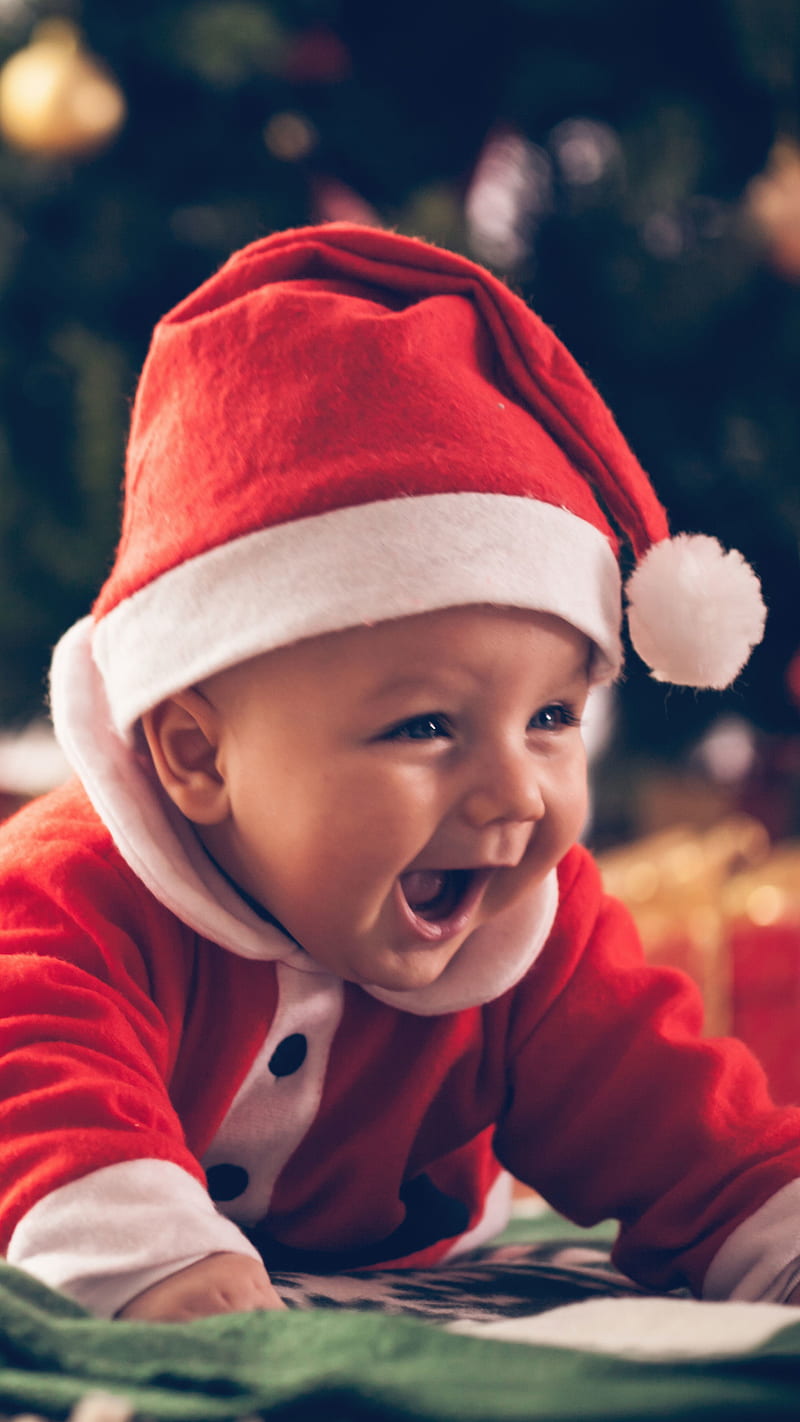 Christmas Baby, santa claus, celebration, cute, HD phone wallpaper | Peakpx