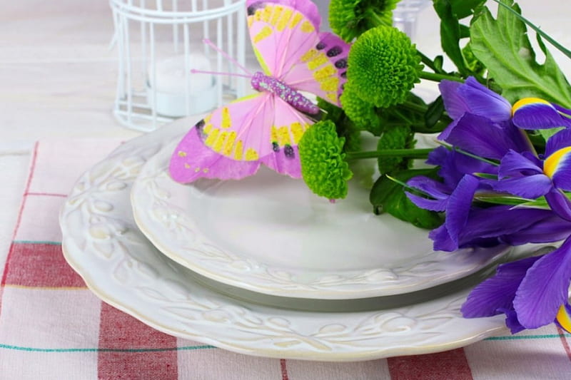 flowers, soft, purple, cutlery, HD wallpaper