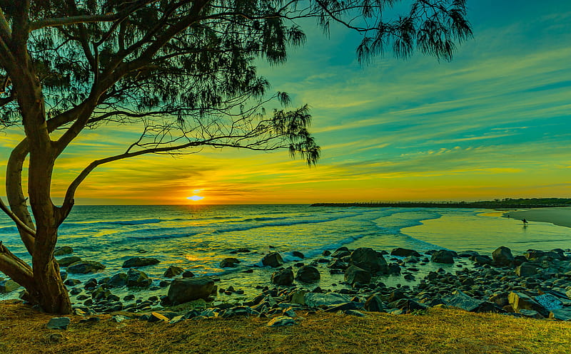 Beautiful Beach Sunset, HD wallpaper