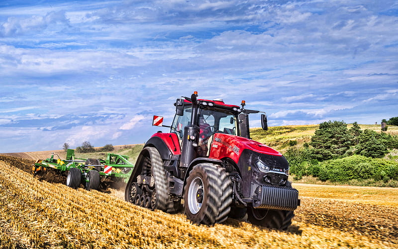 Case IH Magnum 380 RowTrac plowing field, 2020 tractors, agricultural machinery, red tractor, crawler tractor, R, tractor in the field, agriculture, harvest, Case, HD wallpaper