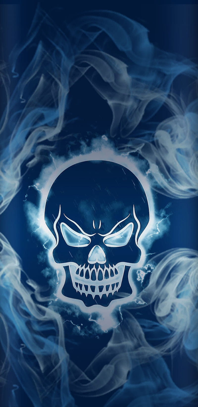 SmokedSkull, smoke, skull, fog, blue, HD phone wallpaper