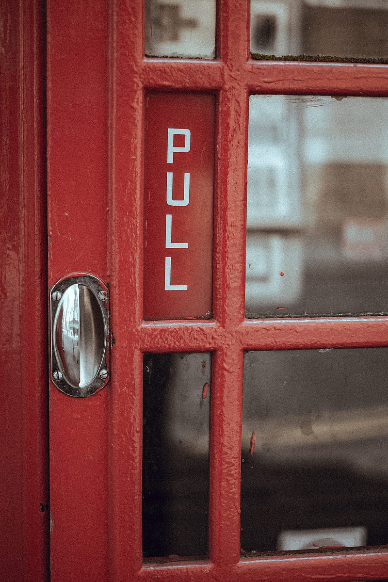 door, red, inscription, handle, HD phone wallpaper