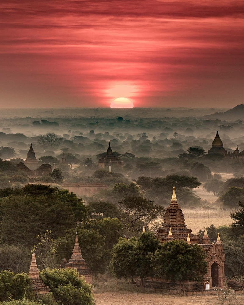 Myanmar, fantasy, temple, HD phone wallpaper