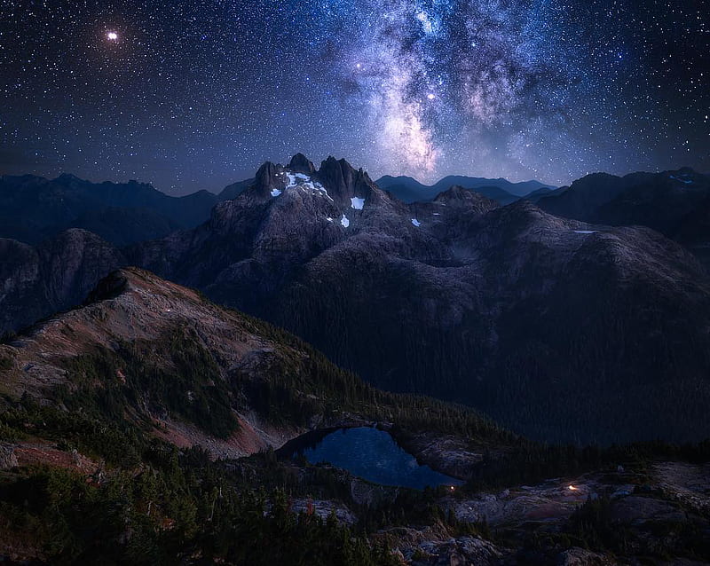 Amazing Night at Mountains, HD wallpaper