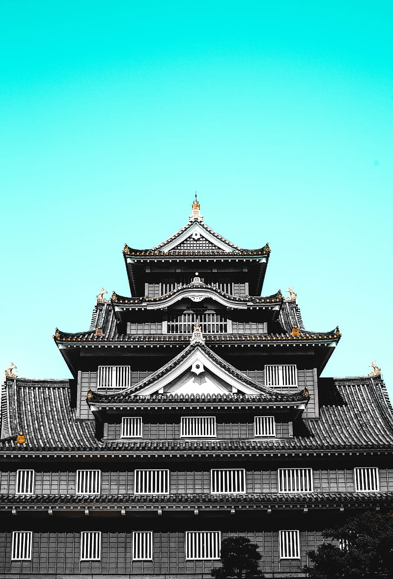 pagoda, building, facade, architecture, desenho, HD phone wallpaper