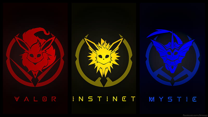 Valor Instinct Mystic , team-valor, team-instinct, team-mystic, pokemon-go, pokemon, artist, HD wallpaper