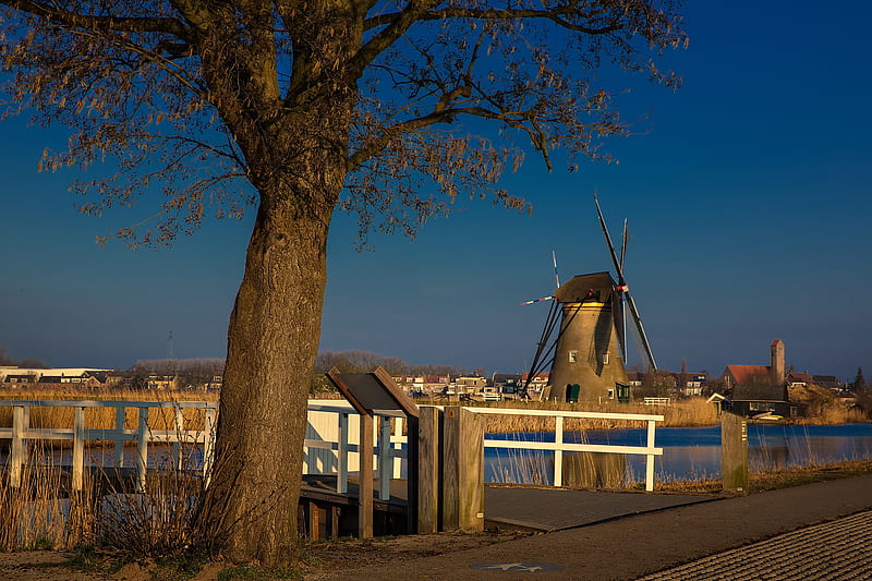 Buildings, Windmill, Kinderdijk, Netherlands, HD wallpaper