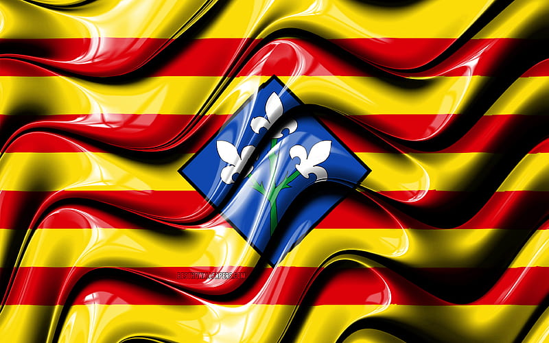 Lleida flag Provinces of Spain, administrative districts, Flag of Lleida, 3D art, Lleida, spanish provinces, Lleida 3D flag, Spain, Europe, HD wallpaper