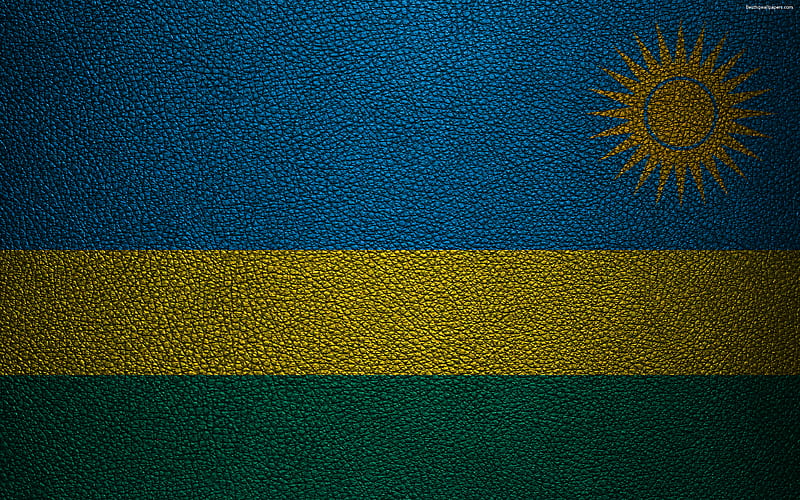 Flag of Rwanda, Africa leather texture, flags of Africa, Rwanda, HD wallpaper