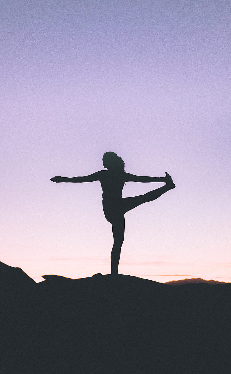 silhouette of woman doing yoga, HD phone wallpaper