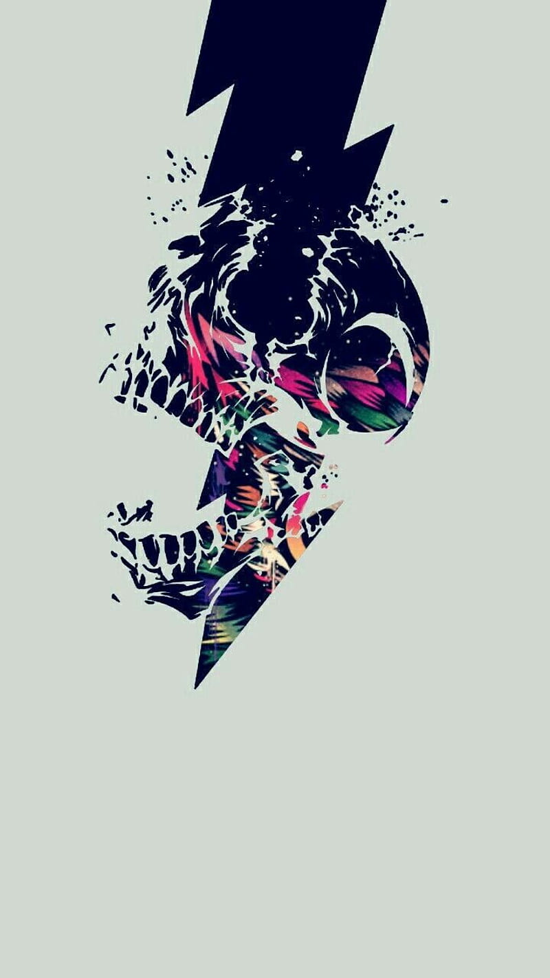Lightning skull, joker, squad, HD phone wallpaper