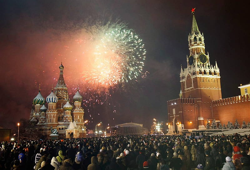 Red Square In Moscow, graphy, travel, fireworks, places, new year, HD wallpaper