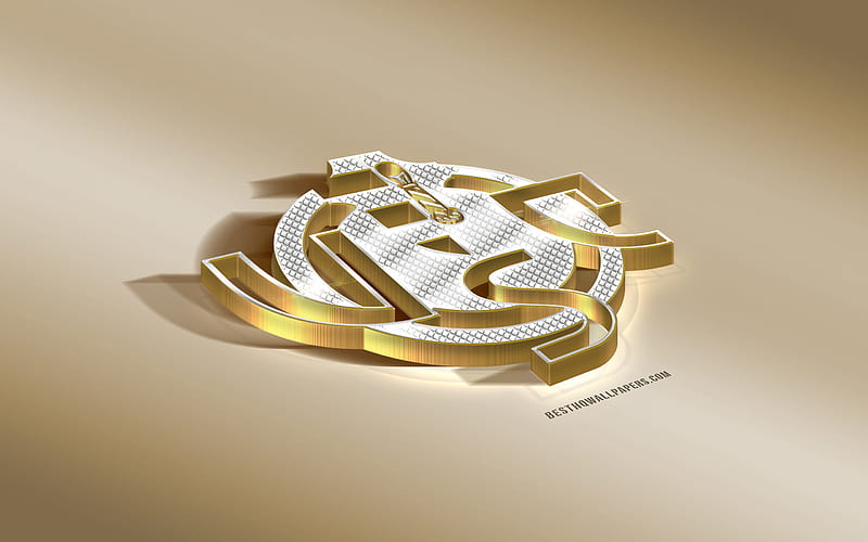 US Cremonese, Italian football club, golden silver logo, Cremona, Italy, Serie B, 3d golden emblem, creative 3d art, football, HD wallpaper