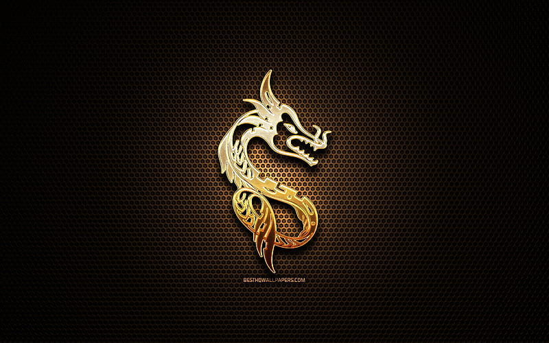 Dragon glitter sign, chinese zodiac, creative, Dragon zodiac, animals signs, Chinese calendar, metal grid background, Dragon zodiac sign, Dragon, Chinese Zodiac Signs, HD wallpaper