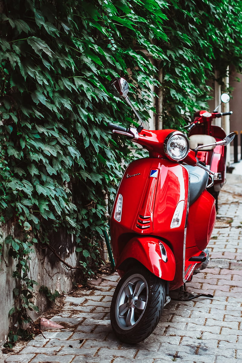 red automatic scooter, HD phone wallpaper