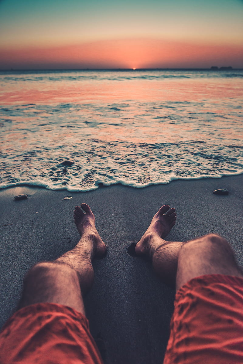 beach, shore, legs, rest, HD phone wallpaper