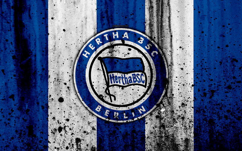 FC Hertha logo, Bundesliga, stone texture, Germany, Hertha, soccer, football club, Hertha FC, HD wallpaper