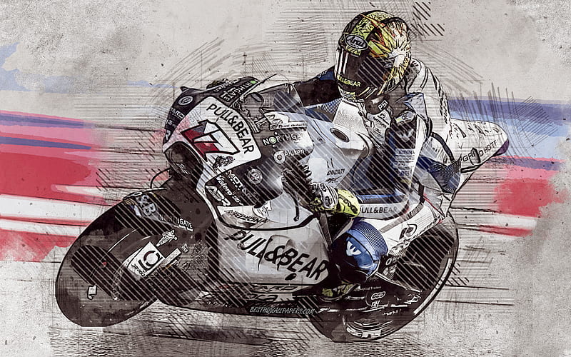Karel Abraham, Czech motorcycle racer, MotoGP, 2019, Reale Avintia Racing, Ducati Desmosedici GP18, grunge art, creative art, Ducati, racing, HD wallpaper