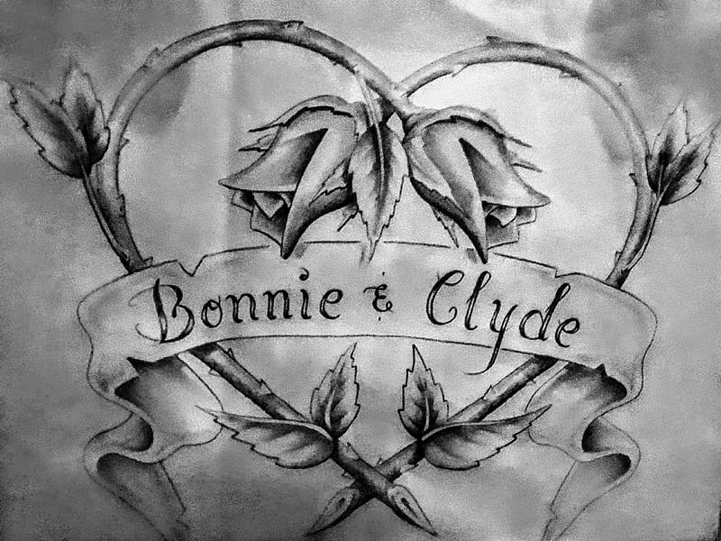 Undying love, bonnie and clyde, drawing, sketch, HD wallpaper | Peakpx