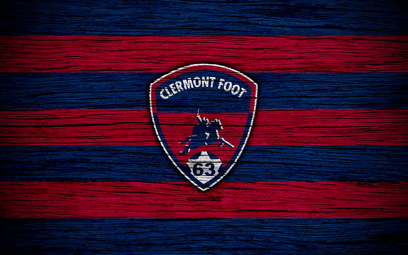 Clermont Foot FC Ligue 2, football, wooden texture, France, Clermont Foot, soccer, football club, Liga 2, FC Clermont Foot, HD wallpaper