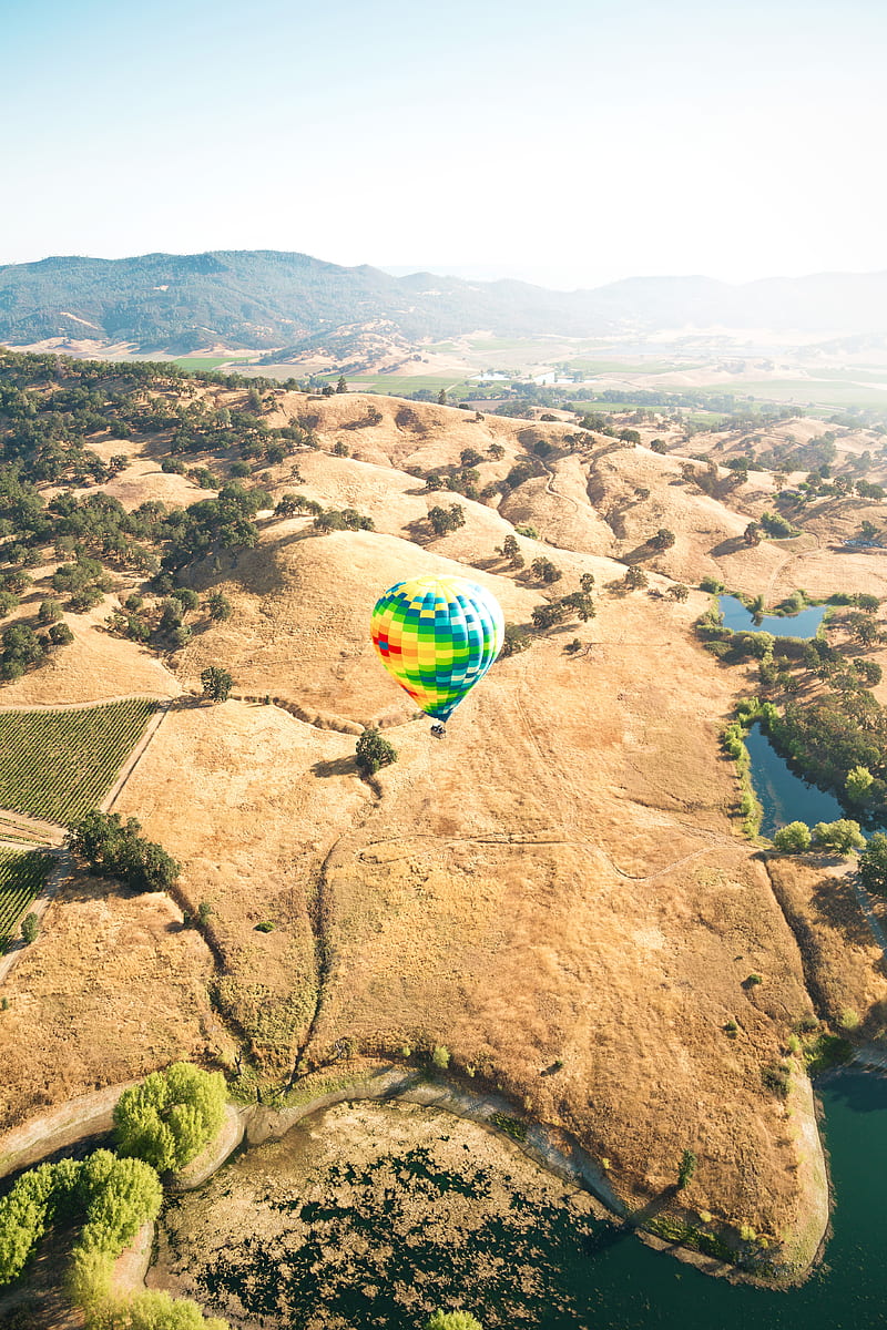 flying green hot air balloon at daytime, HD phone wallpaper