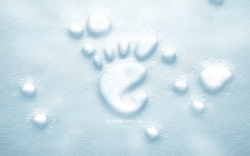 Gnome 3D snow logo creative, Linux, Gnome logo, snow backgrounds, Gnome 3D logo, Gnome, HD wallpaper