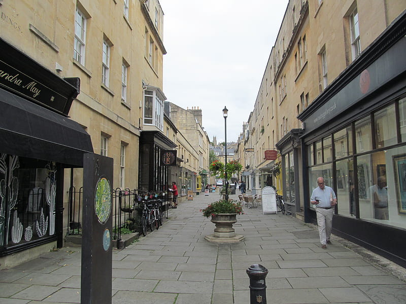 Side Street Shops, Bath, Architecture, Streets, Somerset, Shops, UK, HD wallpaper