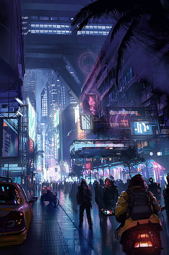 Cyberpunk city, futuristic, spaceships, towers, artwork, Sci-fi, HD  wallpaper