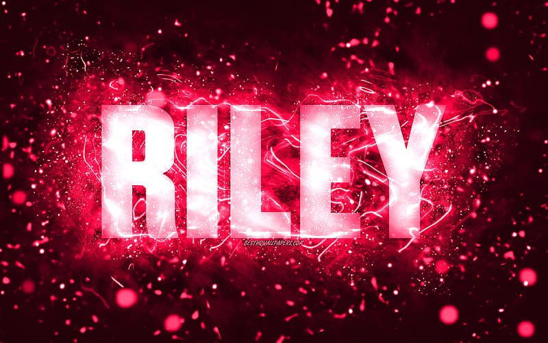 Happy Birtay Riley pink neon lights, Riley name, creative, Riley Happy Birtay, Riley Birtay, popular american female names, with Riley name, Riley, HD wallpaper