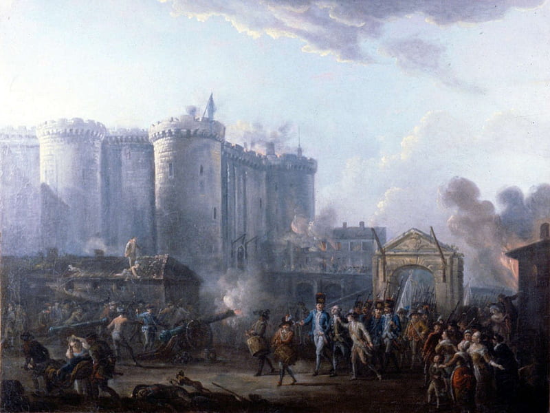 The storming of the Bastille, July 14, 1789, france, painting, paris, painted, french revolution, 1789, revolution, HD wallpaper