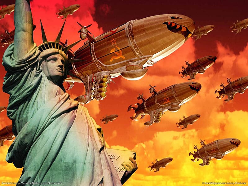Statue Of Liberty, Video Game, Joseph Stalin, Blimp, Invasion, Soviet, Command & Conquer: Red Alert 2, Communist, HD wallpaper