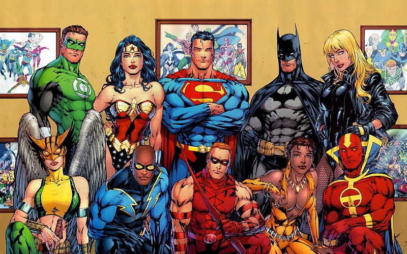 super family, beautiful colors, bat man, bonito, super man, HD wallpaper