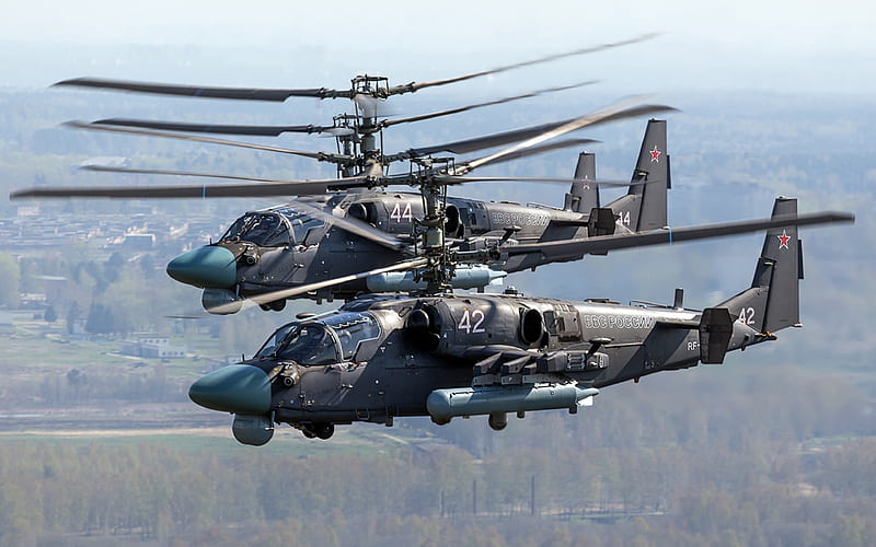 Kamov Ka-52 Alligator attack helicopter, combat aircraft, Russian Air Force, Ka-52, Russian Army, HD wallpaper