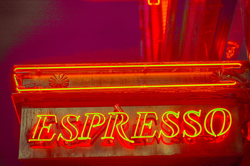 Espresso Vancouver, coffee, bright, vancouver, sign, Night, HD wallpaper