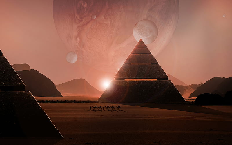 Sci Fi, Landscape, Desert , Pyramid , Planet, HD wallpaper