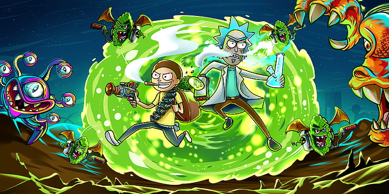 Rick And Morty In Another Dimension Illustration, rick-and-morty, tv-shows, illustration, behance, artist, artwork, digital-art, HD wallpaper