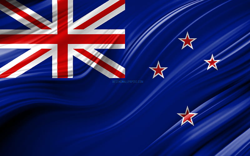 New Zealand flag, Oceanian countries, 3D waves, Flag of New Zealand, national symbols, New Zealand 3D flag, art, Oceania, New Zealand, HD wallpaper