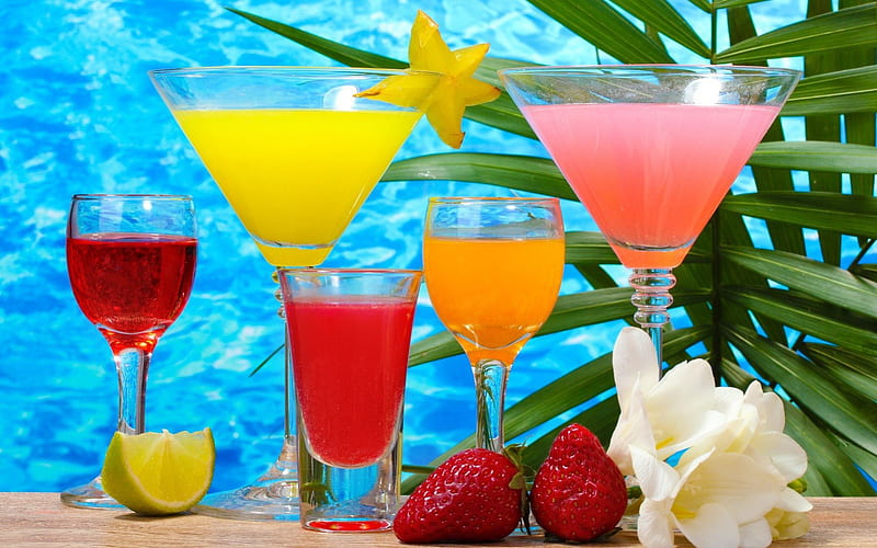 vacation celebration, beverages, colorful, graphy, drinks, summer, tropical, HD wallpaper