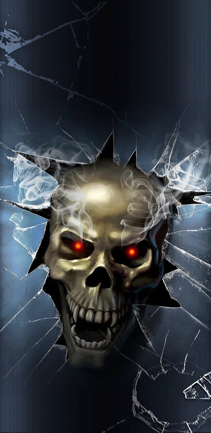 Smashing Skull, evil, glass, gothic, scary, screen, smashed, HD phone  wallpaper | Peakpx