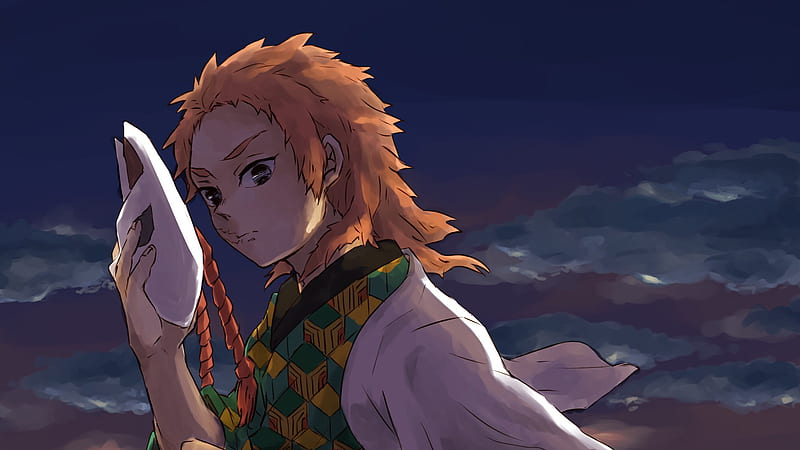 Demon Slayer Sabito Having Sword With Brown Hair With Background Of Sky And Clouds Anime, HD wallpaper