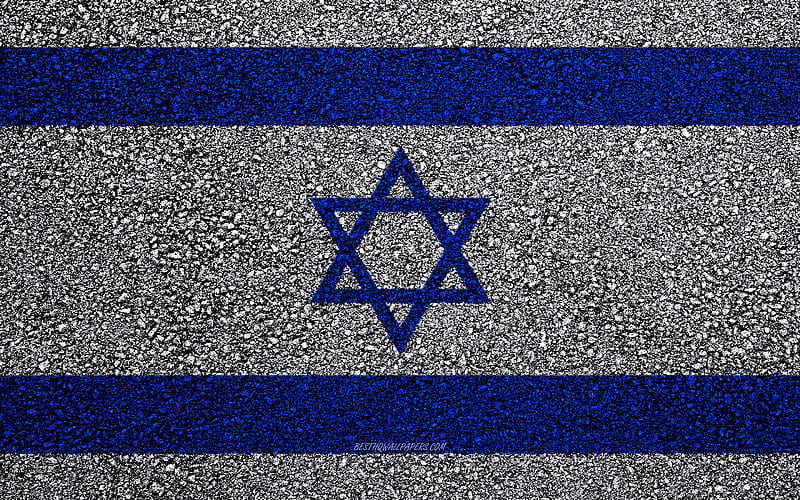 Flag of Israel, asphalt texture, flag on asphalt, Israel flag, Asia, Israel, flags of Asia countries, HD wallpaper