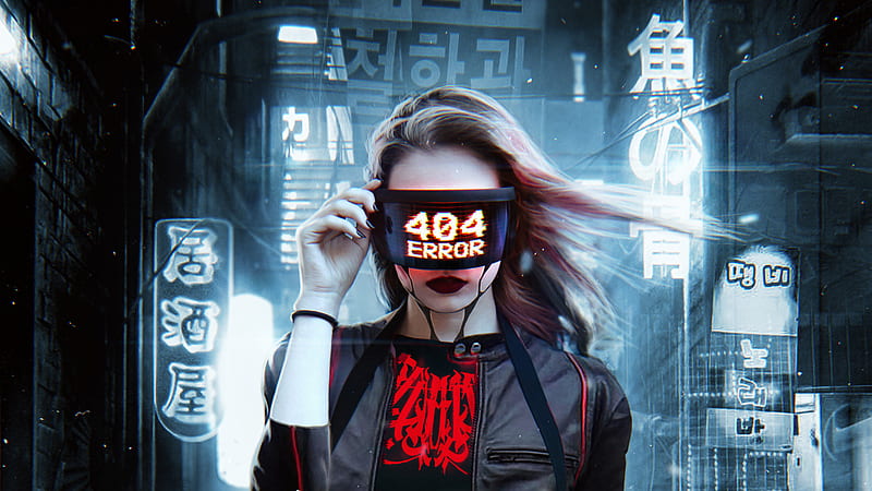 404 Error Cyberpuk Girl, cyberpunk, artist, artwork, digital-art, error, artstation, girls, HD wallpaper