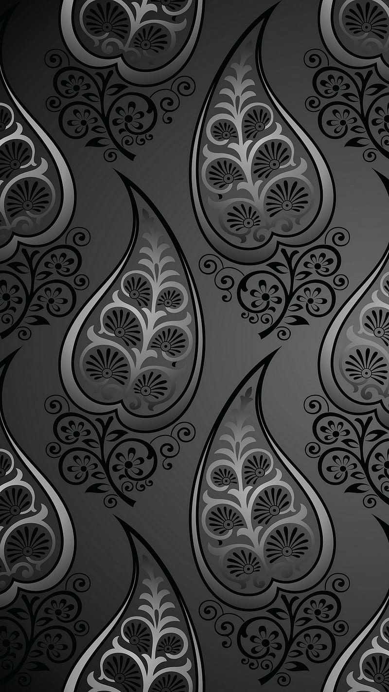 Floral Design, abstract, background, black, gris, HD phone wallpaper