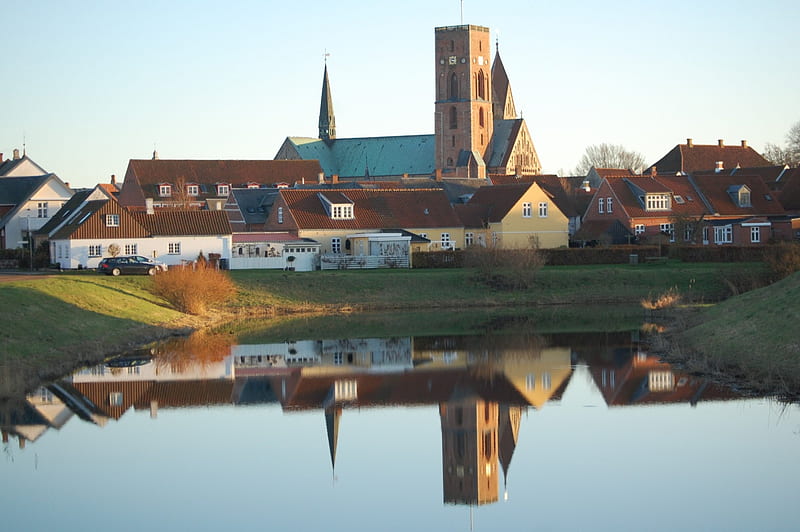 Ribe Domkirke , Danmark, reflegsion, church, old, town, HD wallpaper