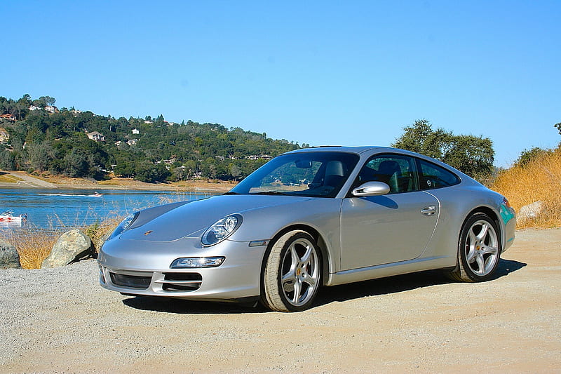 Porsche, wate, car, auto, lake, HD wallpaper