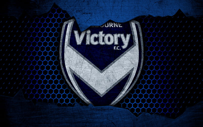 Melbourne Victory logo, A-League, soccer, football club, Australia, grunge, metal texture, Melbourne Victory FC, HD wallpaper